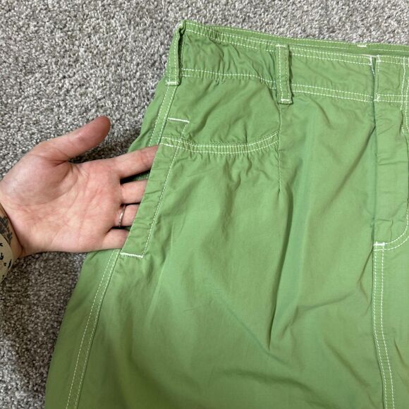 Pilcro Skirt Womens 8 Green Midi Pencil Front Slit Pockets Zip Belt Loops Cotton - Picture 3 of 13